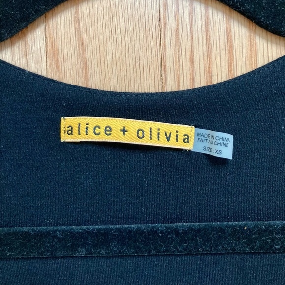 Alice & Olivia Francesca Feather Trim Black Dress - Picture 2 of 5